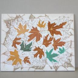 Original Painting Autumn, Leaves Wall Art Canvas, Decor, Painting, Brown Yellow Green On White Paintings, Gift - thumbnail 3