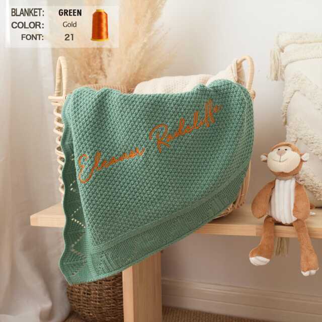Personalized Knit Baby Blanket Embroidered Name, Soft Cotton - image 1