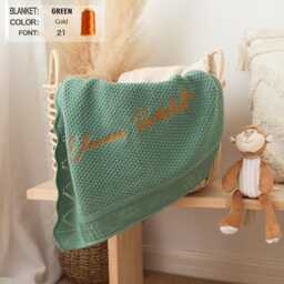 Personalized Knit Baby Blanket Embroidered Name, Soft Cotton