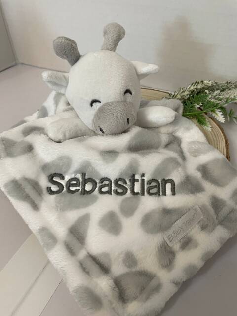 Personalized Baby Comforter Soft Plush Animal Blanket, Embroidered Name - image 1