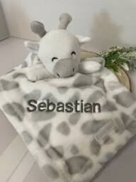 Personalized Baby Comforter Soft Plush Animal Blanket, Embroidered Name