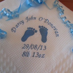 Personalised Baby Blanket Shawl Embroidered Newborn Gift Footprints Shower - thumbnail 3