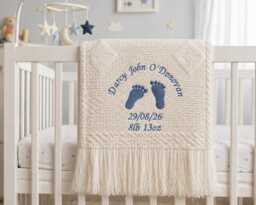 Personalised Baby Blanket Shawl Embroidered Newborn Gift Footprints Shower