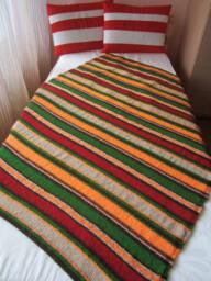Hand Knitted Stripes Afghancolorful Knitting Blanket