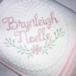 Personalized Floral Baby Quilt With Name - Custom Heirloom Blanket, Girl Gift, Embroidered Keepsake - thumbnail 4