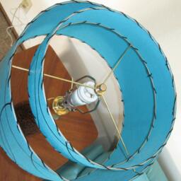 Mid Century Vintage Style 2 Tier Fiberglass Lamp Shade Modern Atomic Turquoise - thumbnail 2