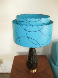 Mid Century Vintage Style 2 Tier Fiberglass Lamp Shade Modern Atomic Turquoise - thumbnail 1
