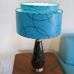 Mid Century Vintage Style 2 Tier Fiberglass Lamp Shade Modern Atomic Turquoise - thumbnail 3