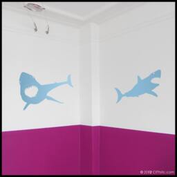 Shark Wall Decal Set Two Mean Sharks Vinyl Stickers - thumbnail 2