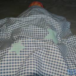 "Baby Blanket Incl. With Name ""Karo Grau-Mint Sterne" - thumbnail 4