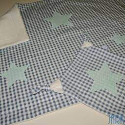"Baby Blanket Incl. With Name ""Karo Grau-Mint Sterne" - thumbnail 2