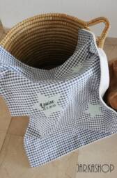"Baby Blanket Incl. With Name ""Karo Grau-Mint Sterne" - thumbnail 1