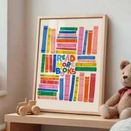 Read More Books Wall Art Print, Book Art, Nursery Room Reading Classroom Gift For Reader, Colorful Kids Room, Nook - thumbnail 1