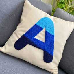 Personalized Punch Needle Letter Pillow, Linen Nursery Decor - thumbnail 2