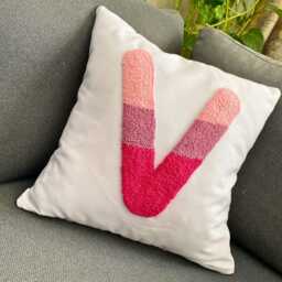Personalized Punch Needle Letter Pillow, Linen Nursery Decor - thumbnail 3