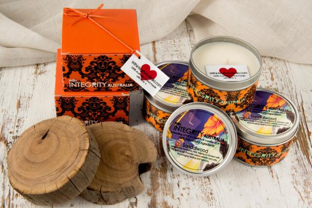 Sandalwood 8 Oz Hand Made Soy Wax Candle With Free Gift Box - image 1
