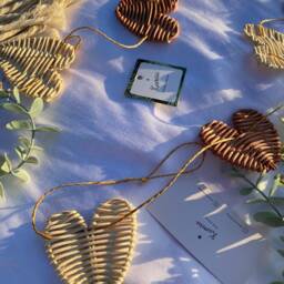 Rattan Wicker Heart Decoration For Baby Room, Banner, Wall Decoration Nursey Bamboo Baby Room Children's - thumbnail 2