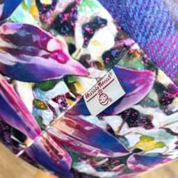 Arran Flower Velvet & Purple Tartan Harris Tweed Footstool - thumbnail 2