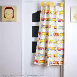 Train Nursery Curtain, Kids Playroom Decor, & Cloud Valance - thumbnail 3