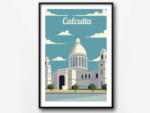 Calcutta Vintage Travel Poster Retro India Wall Art Print - image 1
