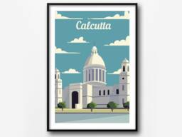 Calcutta Vintage Travel Poster Retro India Wall Art Print - thumbnail 1