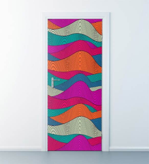 Waves Pattern Wall Decal, Door Sticker, Abstract Mural, Seamless Decor, Cover, Wrap