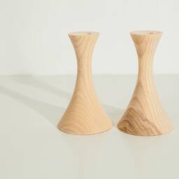 Handmade Wood Candlestick Set Carved Home Decor - thumbnail 2