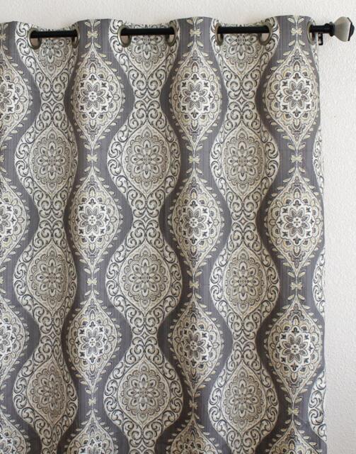 "Pair 25 Or 50"" Wide Waverly Moonlit Medallion Mineral Rod Panels Drapes Cafe Curtains Golden Blue 24 36 63 72 84 96 108 132" - image 1