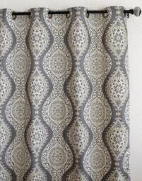 "Pair 25 Or 50"" Wide Waverly Moonlit Medallion Mineral Rod Panels Drapes Cafe Curtains Golden Blue 24 36 63 72 84 96 108 132" - thumbnail 1