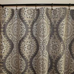"Pair 25 Or 50"" Wide Waverly Moonlit Medallion Mineral Rod Panels Drapes Cafe Curtains Golden Blue 24 36 63 72 84 96 108 132" - thumbnail 2