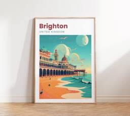 Brighton Travel Print - Poster Pier East Sussex Wall Art UK Gift - thumbnail 1