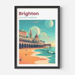 Brighton Travel Print - Poster Pier East Sussex Wall Art UK Gift - thumbnail 2