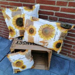 Oilcloth Cushion Sunflowers - Weatherproof Garden - thumbnail 1