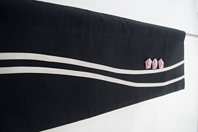 Modern Black White Window Valance With Dusty Pink Roses, Rod Pocket Minimalist Valance, Feminine Bedroom Valance. Custom Colour & Size - image 1