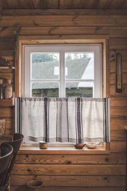 Rustic French Linen Caf?? Curtain - Farmhouse Window Treatment, Natural For Kitchen Or Cottage, Eco-Friendly Home Accent - image 1