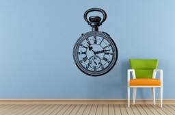 Clock Pocket Hand Watch Old Antique Vintage Window Or Wall Car Vinyl Peal & Stick Removable Sticker Decal L1475 - thumbnail 1