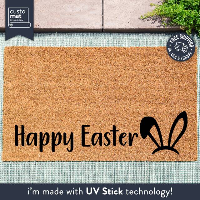 Happy Easter Doormat - Spring Door Mat- Custom Decor Mat Funny - image 1