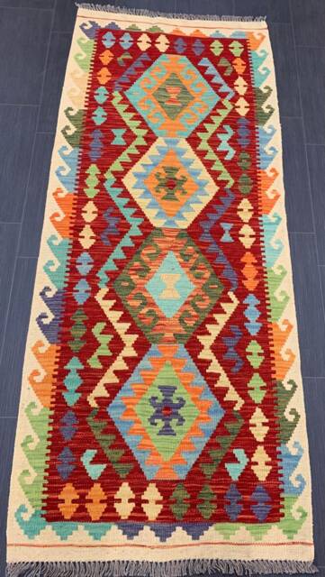 Classic Kilim Runner, Handmade Artisan Afghan Turkish Aztec Sheep Wool Runner Rug 197x80 cm - image 1