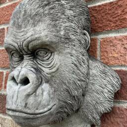 stone Garden Large Natural Detailed Gorilla Head Wall Hanging Plaque Ornament - thumbnail 3