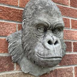 stone Garden Large Natural Detailed Gorilla Head Wall Hanging Plaque Ornament - thumbnail 2