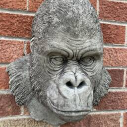 stone Garden Large Natural Detailed Gorilla Head Wall Hanging Plaque Ornament - thumbnail 4