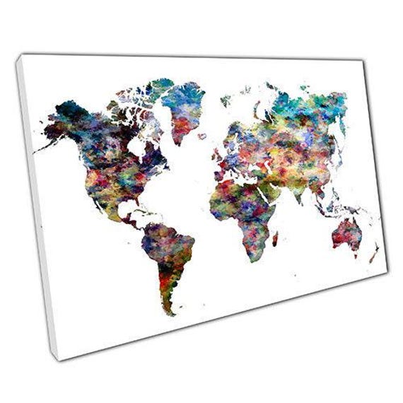 Framed World Map Canvas Print - Lily Ready To Hang Wall Art For Home Office D??cor - image 1