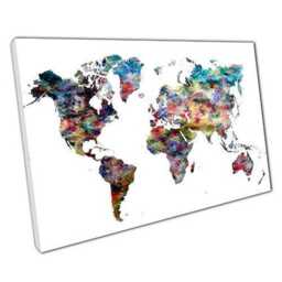 Framed World Map Canvas Print - Lily Ready To Hang Wall Art For Home Office D??cor - thumbnail 1