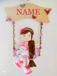 Felt Personalized Custom Name Sign Childs Room Door Dorm For Nursery Girl Boy Wall Baby Decor - thumbnail 1