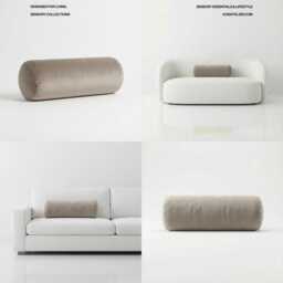 Plush Velvet Bolster Pillow Oyster Round Cushion, Neck & Lumbar Support - thumbnail 3