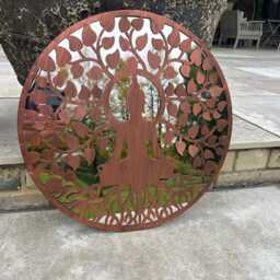 50cm Mirror Wall Art Bronze Buddha Decorative Hanging Decor Garden Home - thumbnail 3