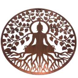 50cm Mirror Wall Art Bronze Buddha Decorative Hanging Decor Garden Home - thumbnail 4