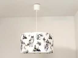 Wolf-Themed Lampshade Or Pendant Light, Ceiling Forest/Mountain Design, Christmas/Birthday Gift Idea, Chalet Decoration, Nature-Inspired Ambiance