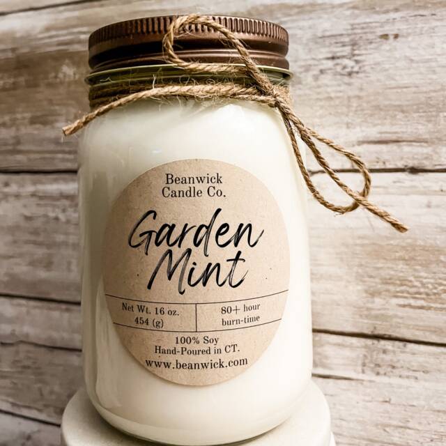 Garden Mint Soy Candle 16 Oz Mason Jar, 80+ Hour Burn - image 1