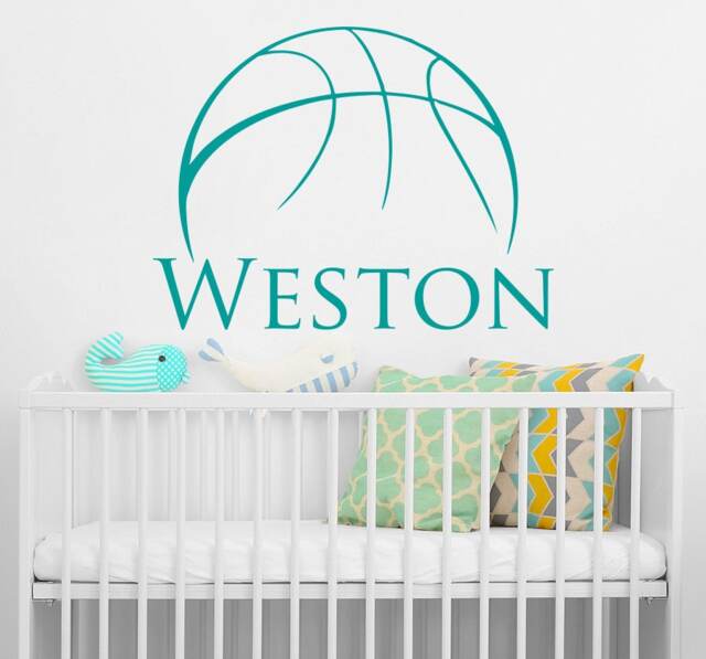Basketball Name Wall Decal Boy Custom Personalized Boys Decor Vinyl Kids Teens Room Sports Nursery T74 - image 1